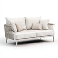 Divano Da Esterno 165×78×82 cm - bianco crema - metallo e corda - comfort per terrazza
