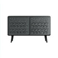 Credenza Sala da pranzo 160×42×78 cm - grigio legno - frontali geometrici con ante e cassetti