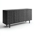 Credenza da sala da pranzo 170×40×84 cm in legno grigio chiaro e nero stile moderno con motivo decorativo