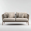 Divano da esterno 168×78×76 cm - beige marrone - intreccio e metallo per area relax all'aperto