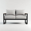 Divano Da Esterno 132×74×80 cm - grigio chiaro nero e marrone - con braccioli effetto legno