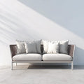 Divano da esterno 172×80×74 cm - bianco grigio - seduta in tessuto con struttura essenziale per terrazza