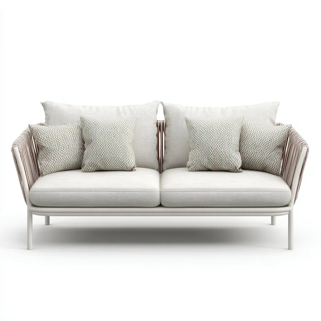 Divano Da Esterno 170×80×81 cm - bianco e beige - All'Aperto - design raffinato con fianchi intrecciati