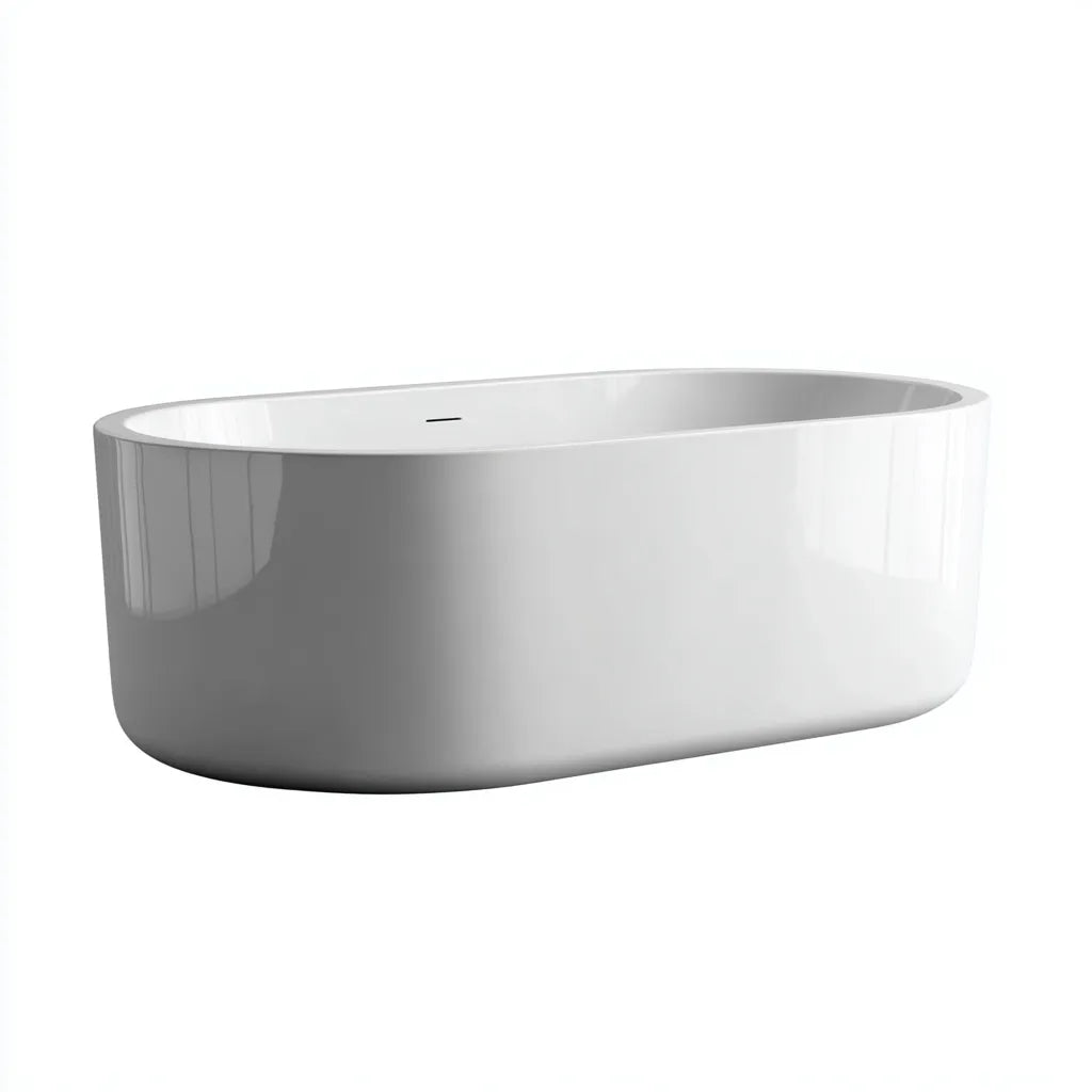 Vasca freestanding 168×75×72 cm - bianco - con bordo arrotondato per bagno elegante