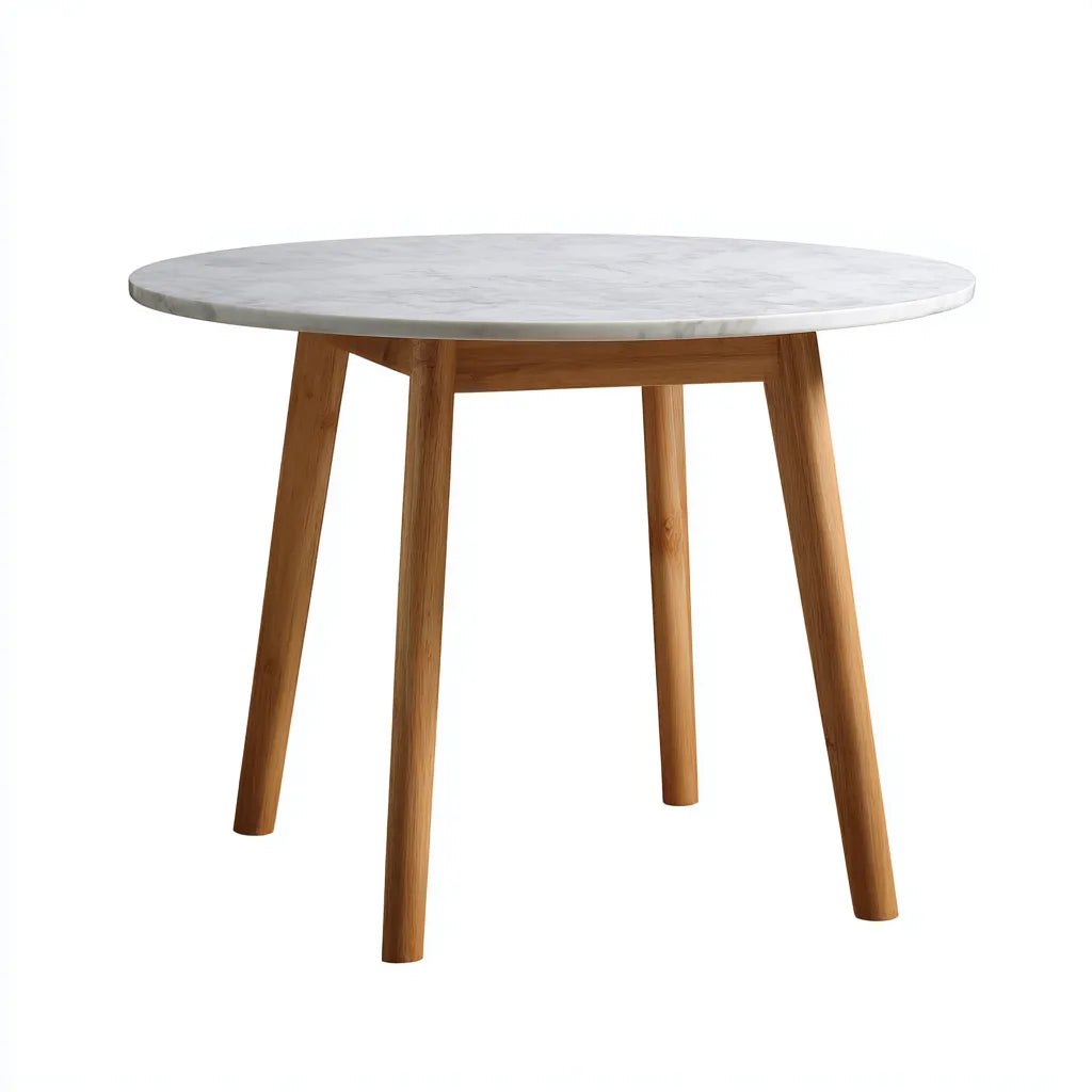 Tavolo Da Pranzo 110×110×75 cm - bianco e legno chiaro - Sala Da Pranzo - design moderno con piano effetto marmo