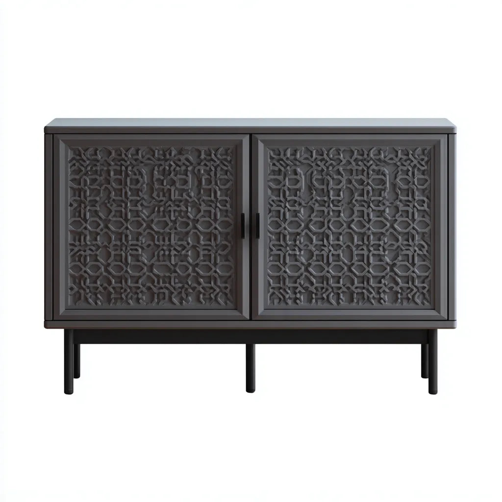 Credenza 120×40×78 cm - grigio - sala da pranzo - stile geometrico con contenimento