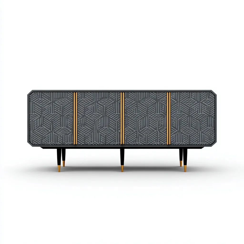 Credenza 160×42×90 cm - grigio - sala da pranzo - stile decorativo con contenimento