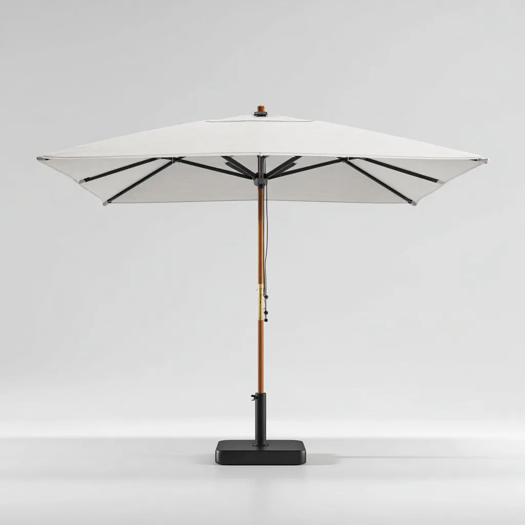Ampio ombrellone da esterno 300×300×255 cm - bianco legno - grande copertura per terrazza e giardino
