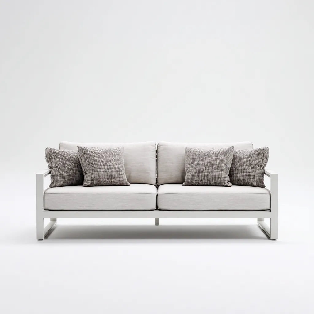 Divano Da Esterno 168×78×82 cm - bianco e grigio chiaro - All'Aperto - stile moderno con struttura lineare