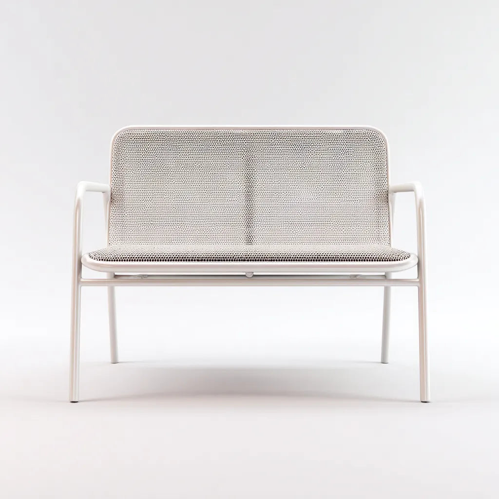 Divano Da Esterno 128×67×78 cm - bianco - metallo intrecciato - stile essenziale