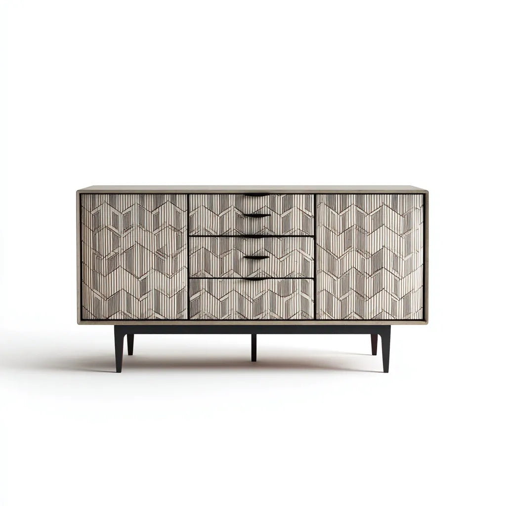 Credenza da sala da pranzo 120×42×88 cm in legno antracite e nero stile decorativo contemporaneo