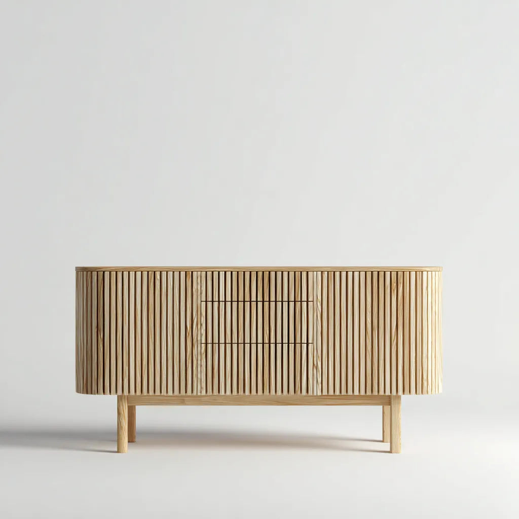 Credenza 180×45×82 cm - beige - Sala Da Pranzo - stile naturale con ante a rilievo